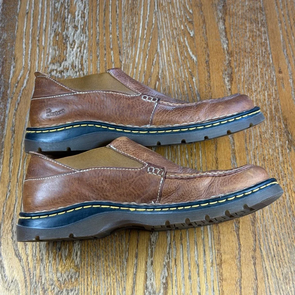 Dr. Martens Mens Brown Leather Slip On Loafers Moc Toe Shoes  US 12 AW004